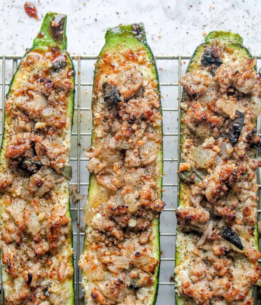 close up of zucchini for zucchini boats