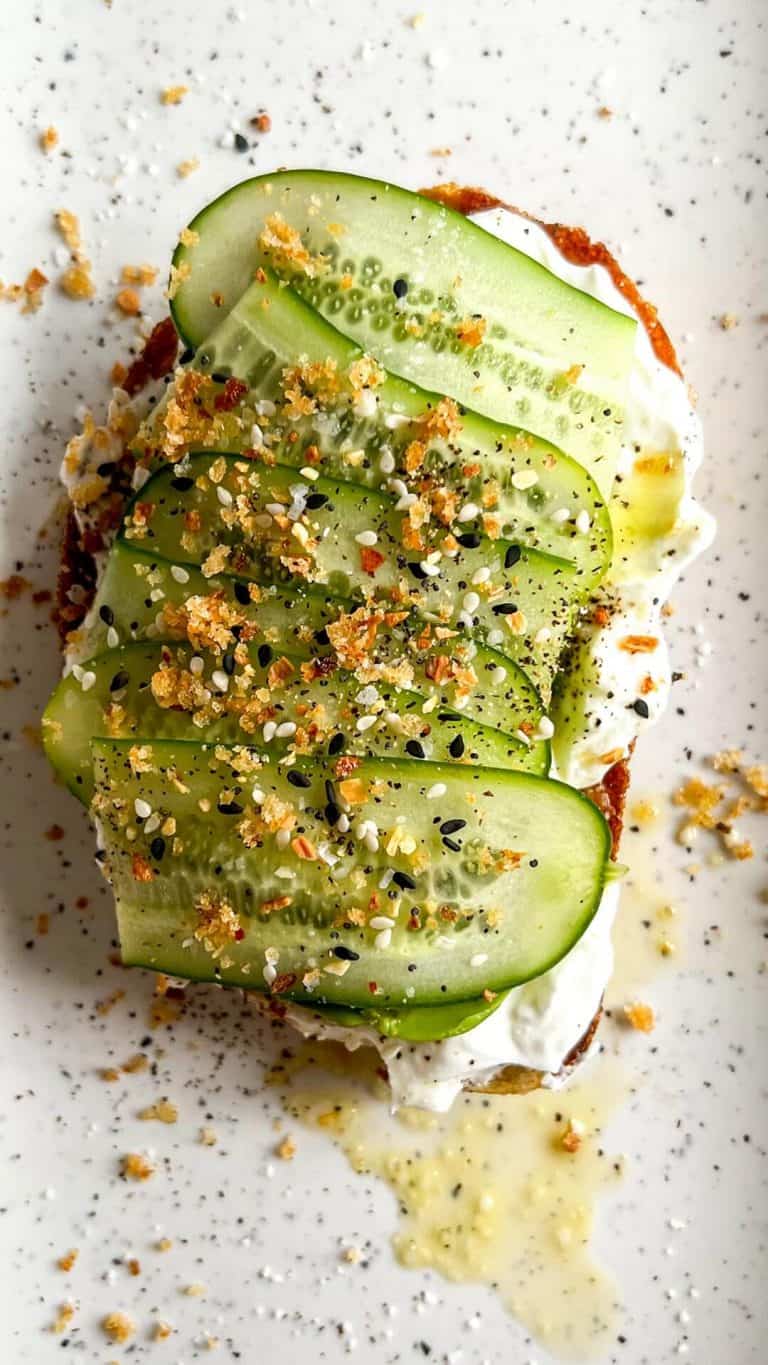 Labneh Cucumber Toast - bon abbetit