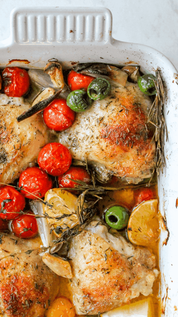 close up of chicken provencal