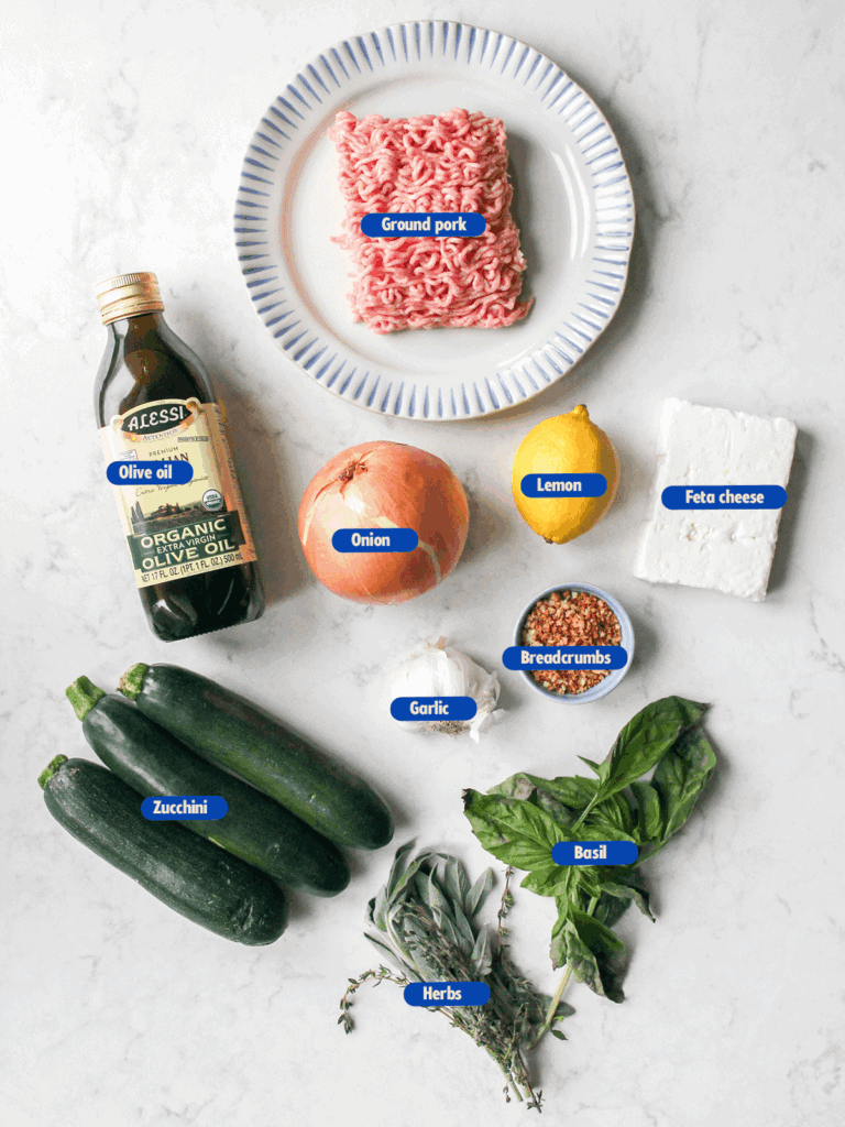 labeled ingredients for stuffed zucchini