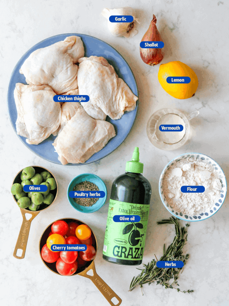 labeled ingredients for chicken provencal