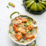 bowl of spicy coconut chicken soup