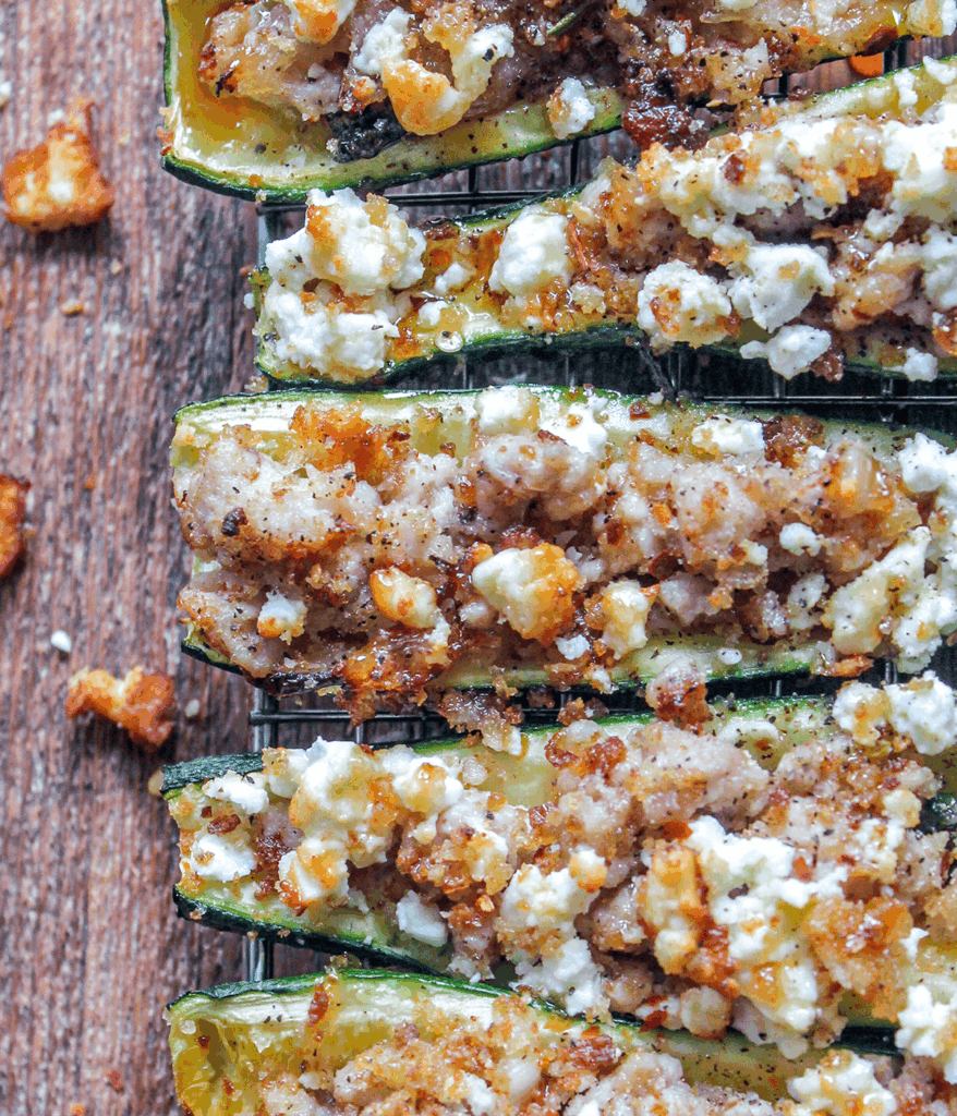 close up of stuffed zucchini 