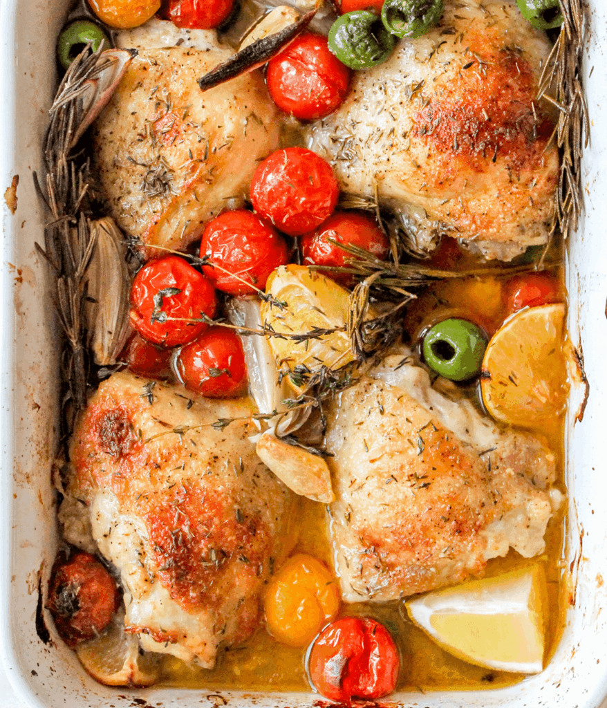 close up of chicken provencal