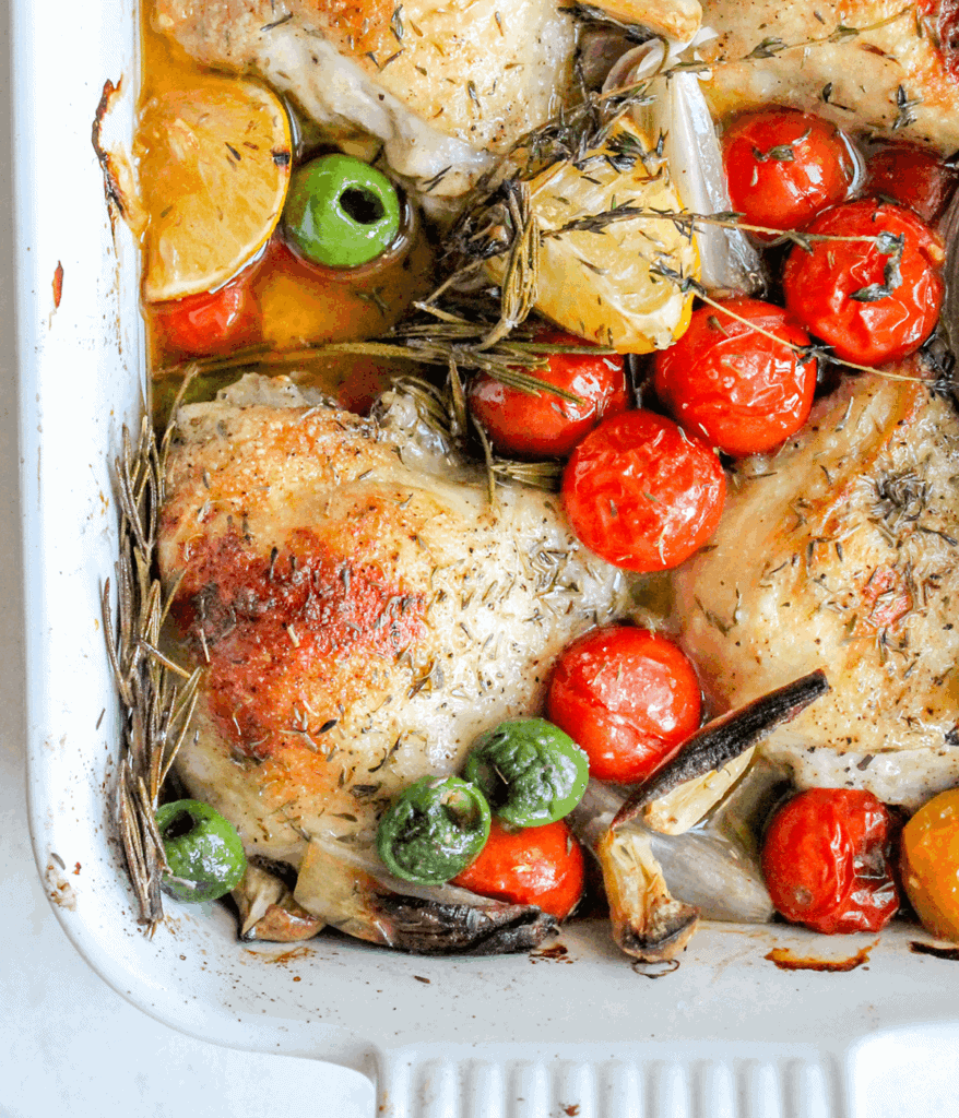 close up of chicken provencal