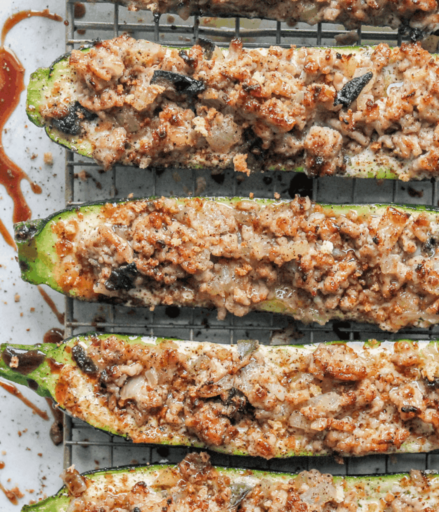close up of stuffed zucchini