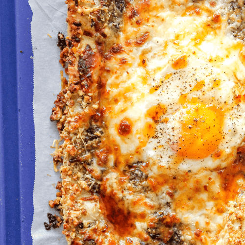 Leek pesto egg bake with hot honey chili crisp bon abbetit