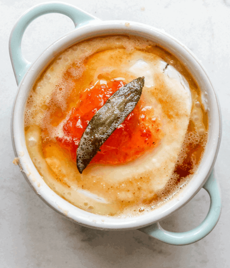 jam and brown butter on cheese for baked brie & goat