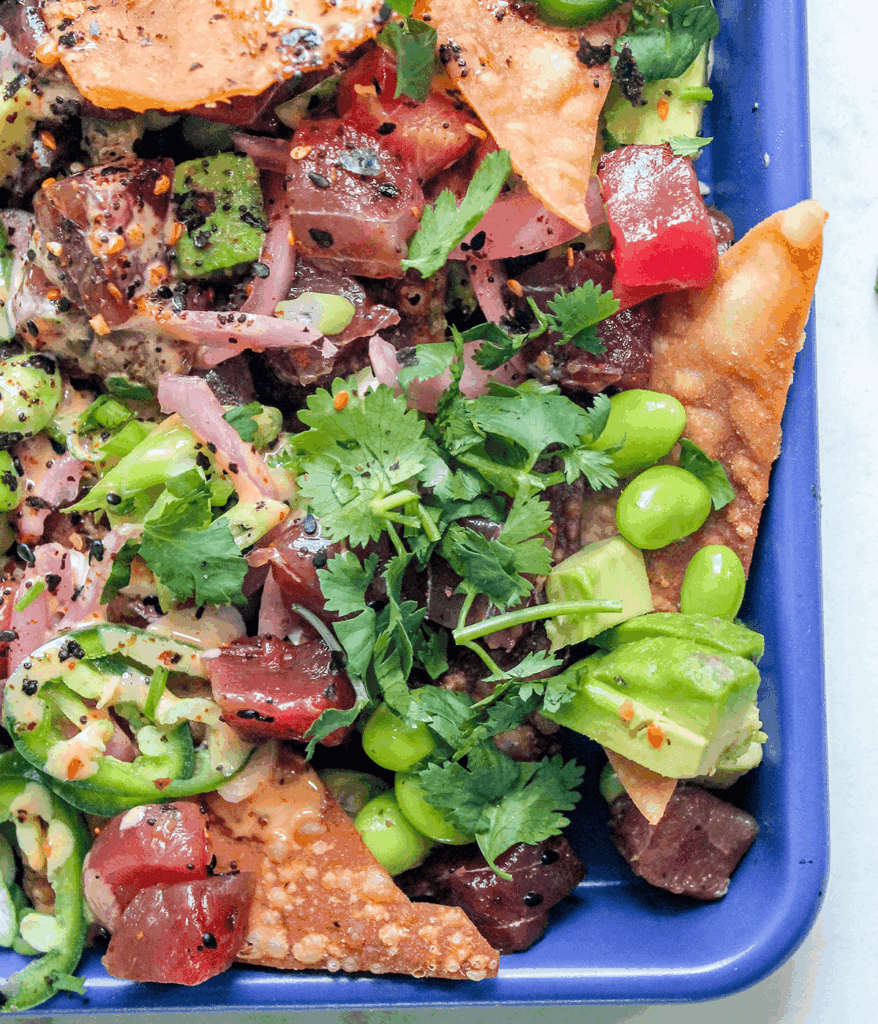 plate of tuna nachos
