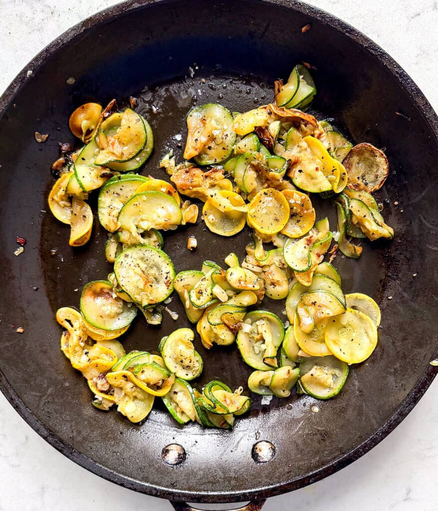 cooked zucchini for zucchini halloumi sandwich