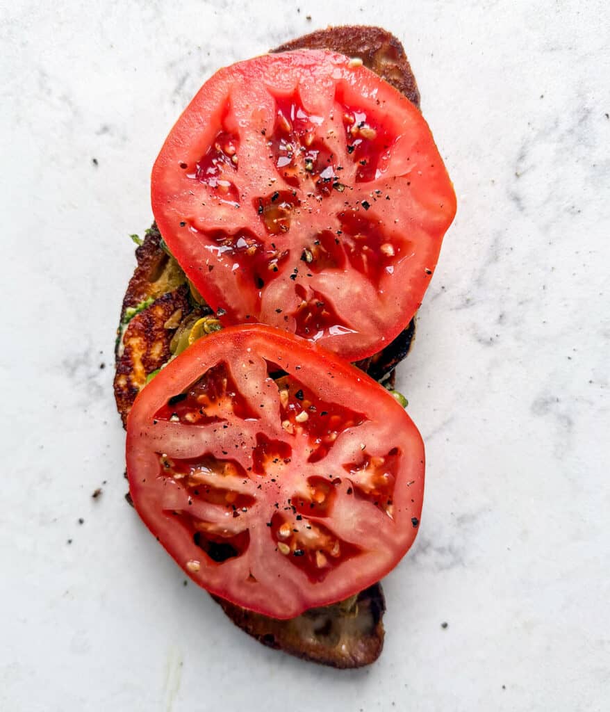 tomatoes for zucchini halloumi sandwich
