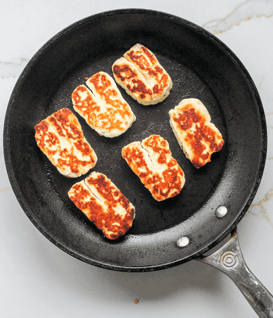 halloumi for pesto hummus sandwich