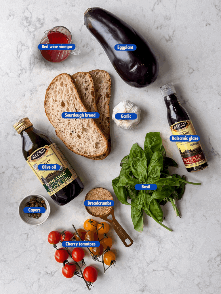 labeled ingredients for grilled eggplant