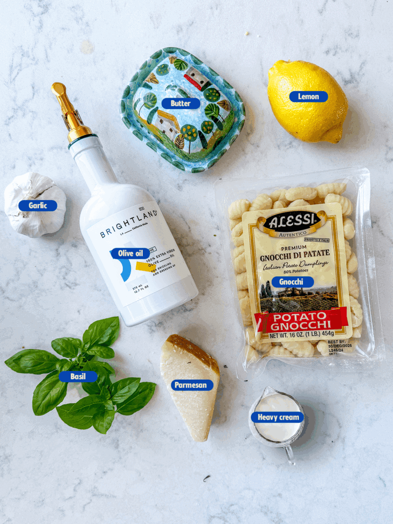 labeled ingredients for lemon garlic pasta