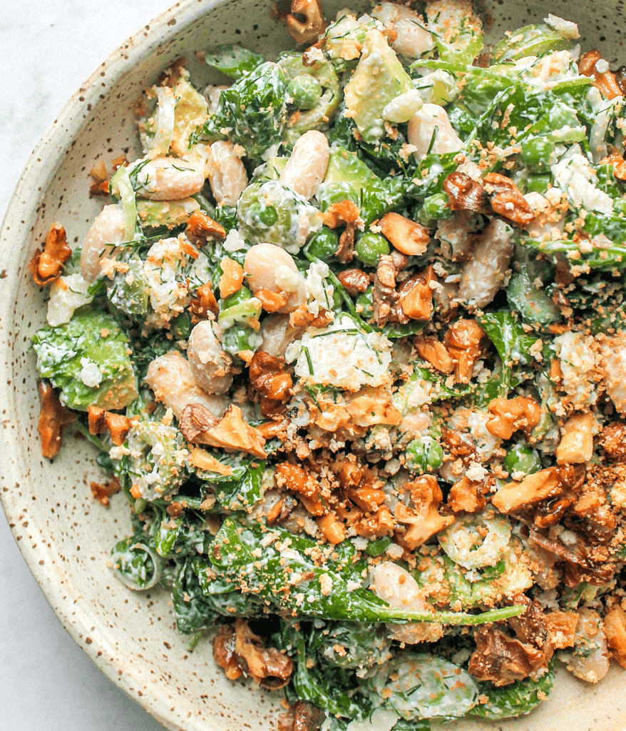 Green goddess salad in bowl