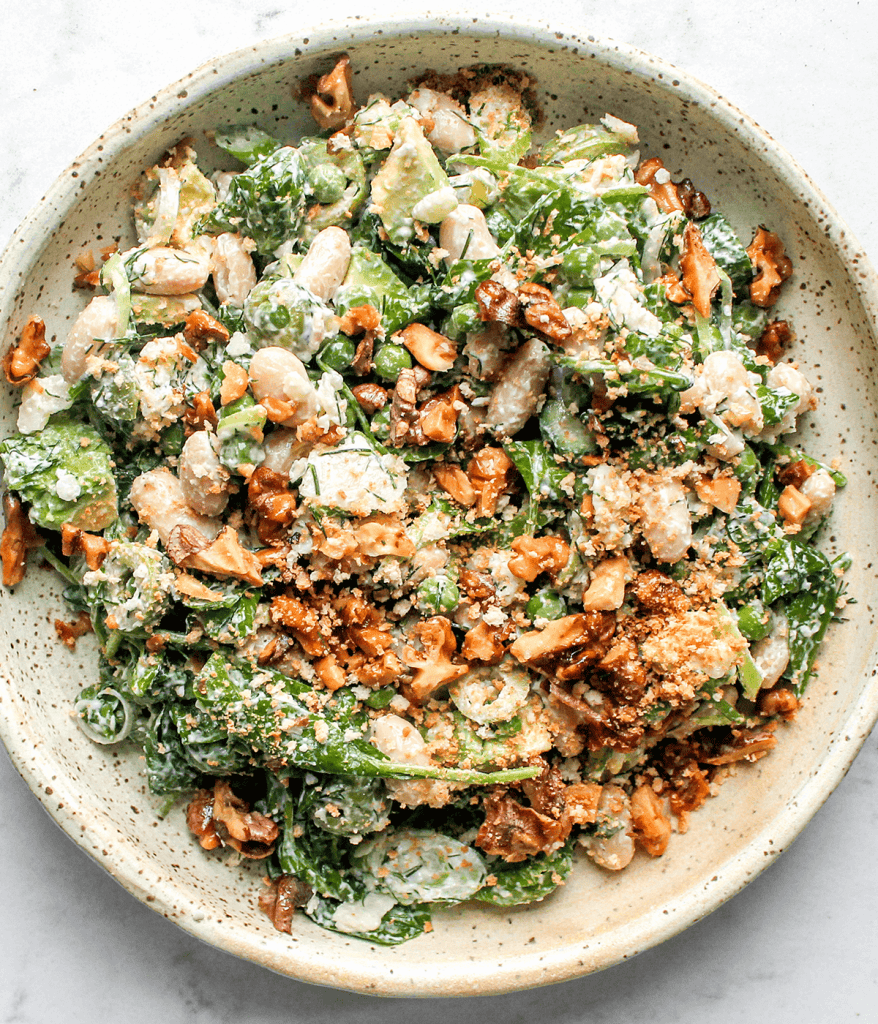 Green goddess salad in bowl