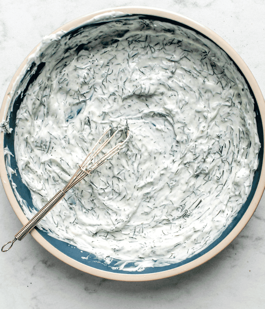 green goddess dressing mixed in bowl
