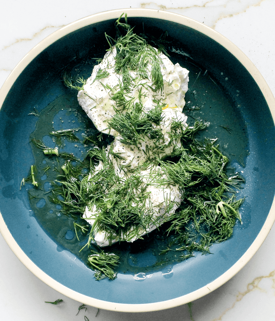 unmixed green goddess dressing in bowl