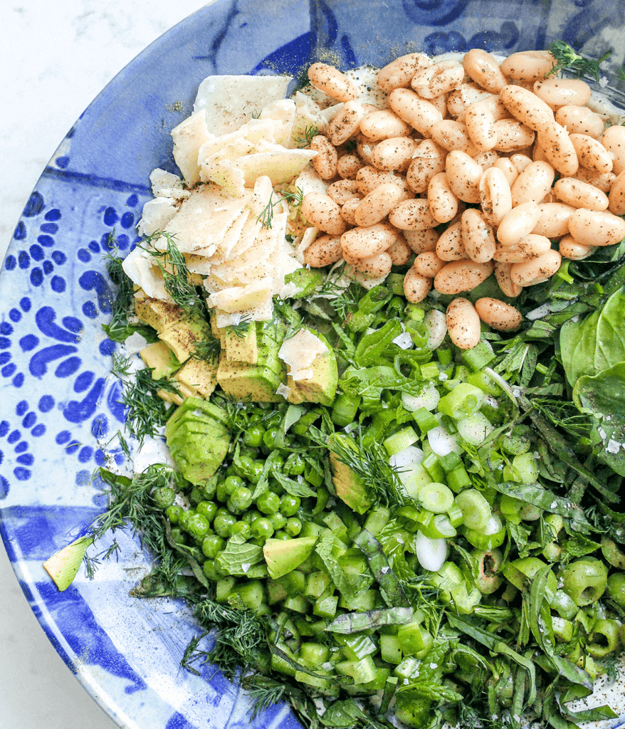 green goddess ingredients in bowl