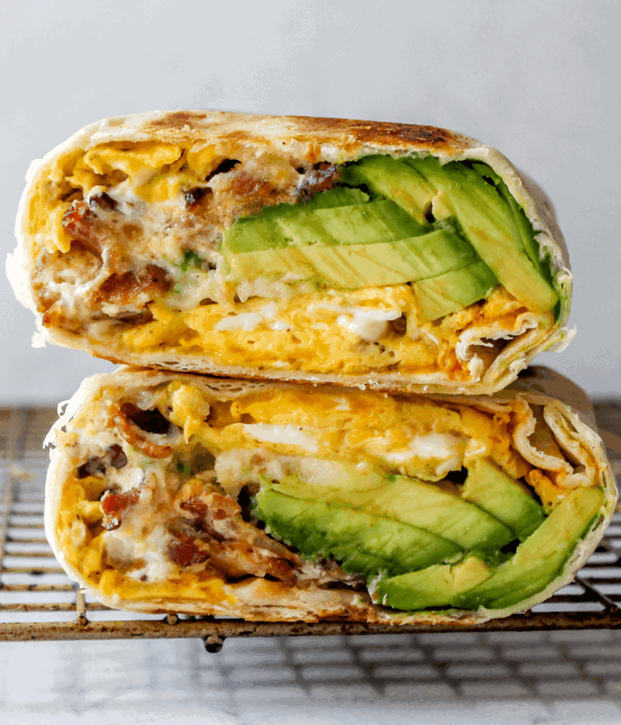 stacked hash brown breakfast burrito
