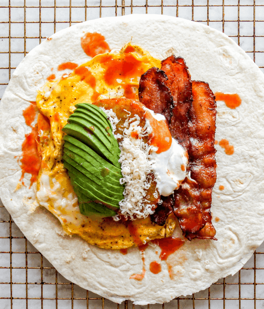 ingredients for hash brown breakfast burrito