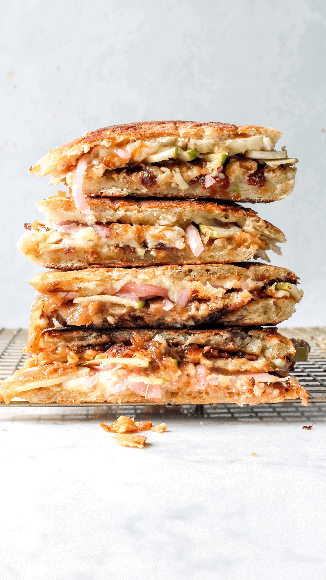stacked apple grilled cheese