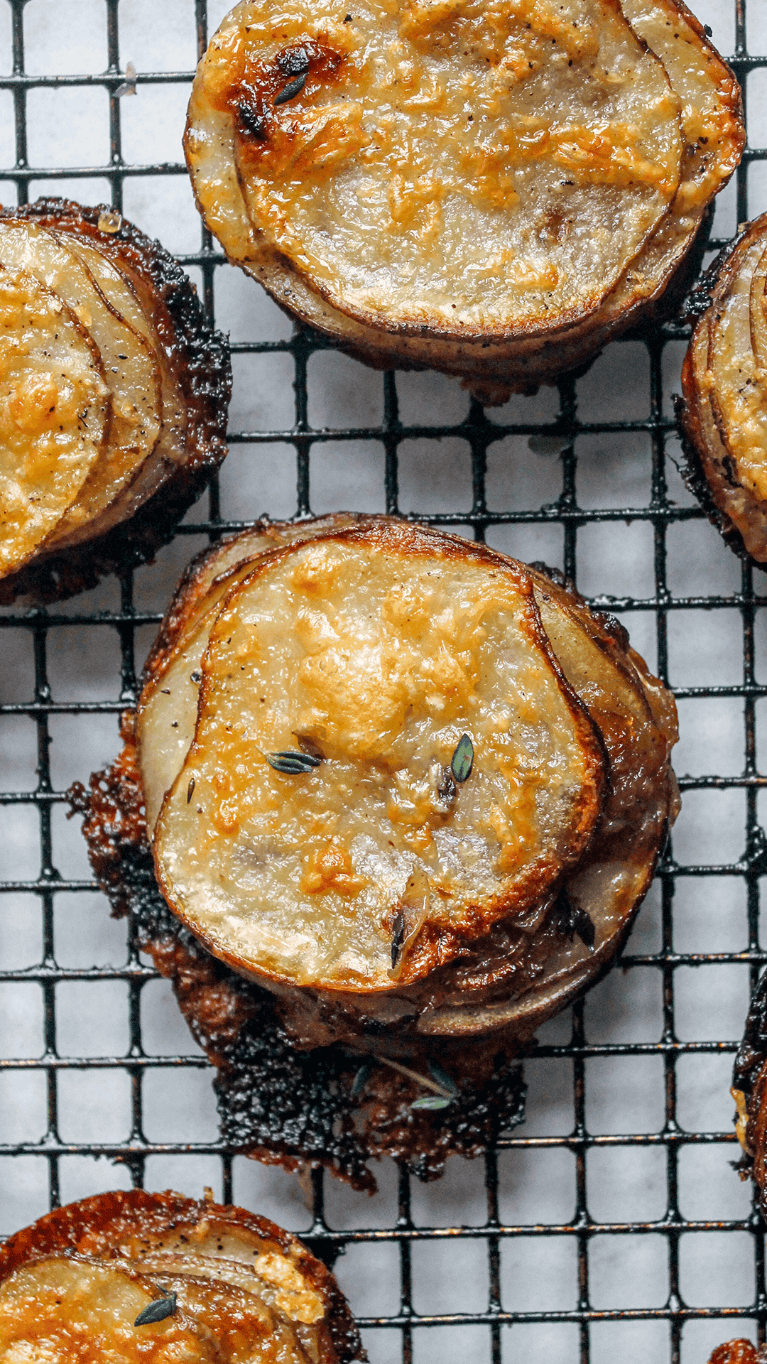 French onion potato stacks