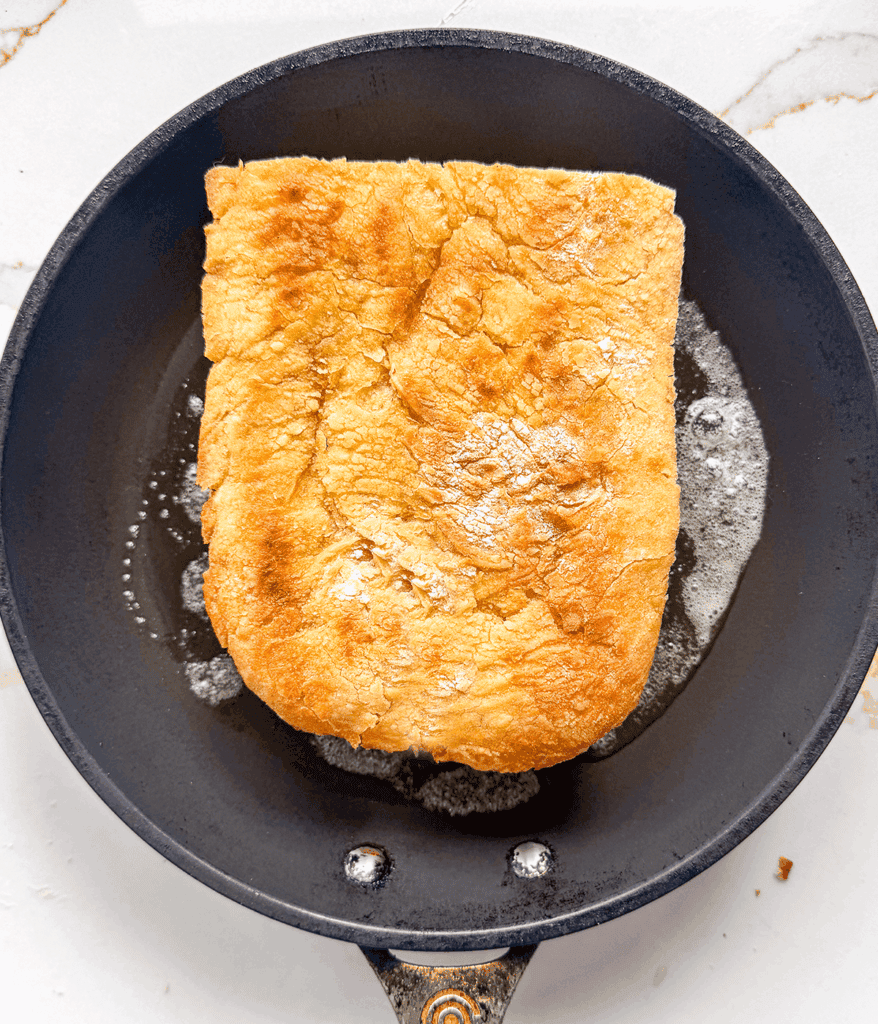 apple grilled cheese in a skillet