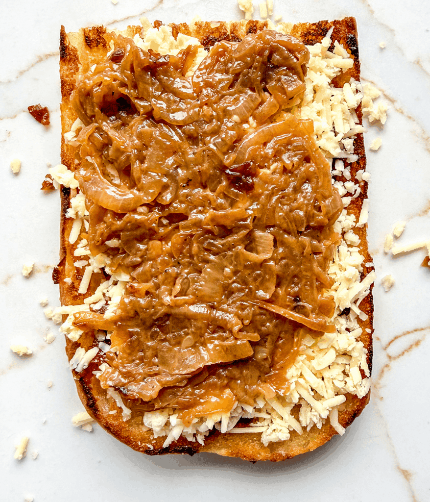 assembly of apple grilled cheese