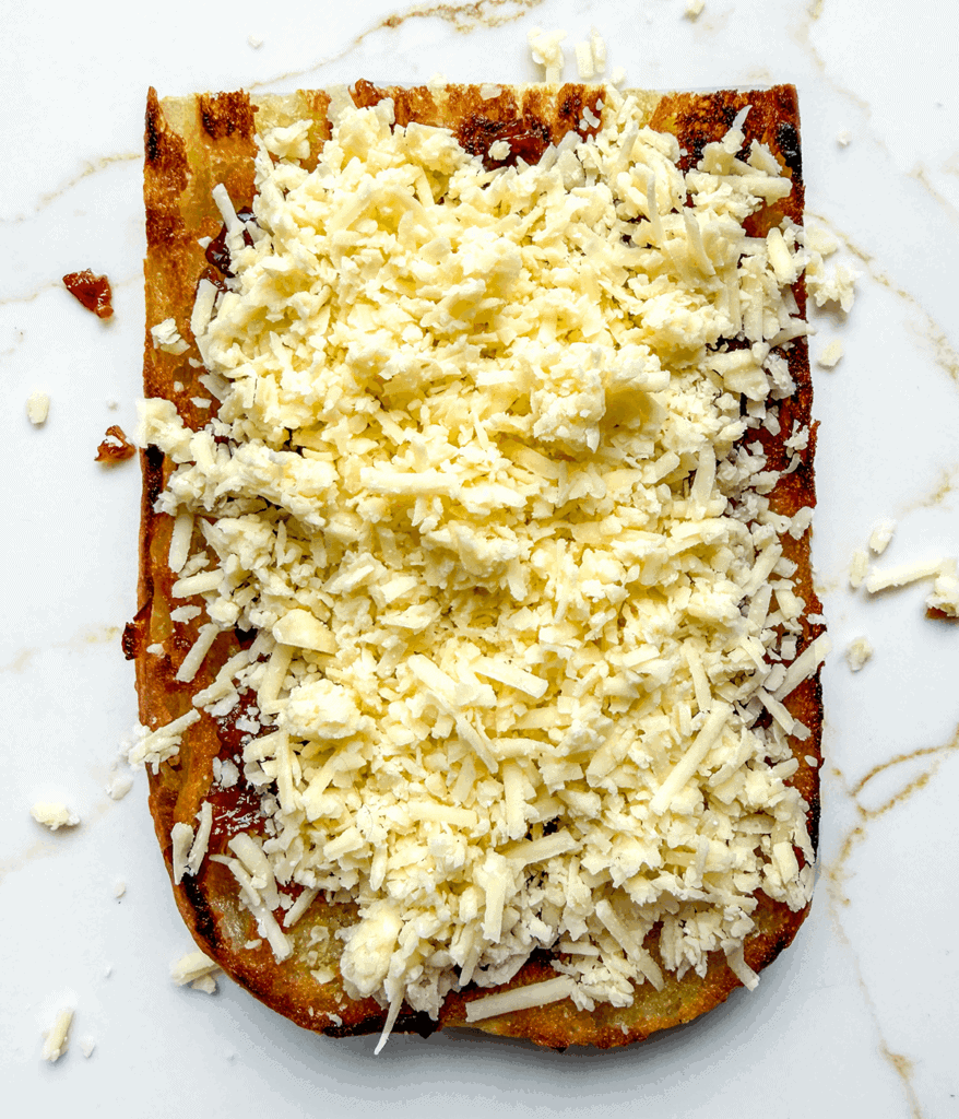 assembly of apple grilled cheese