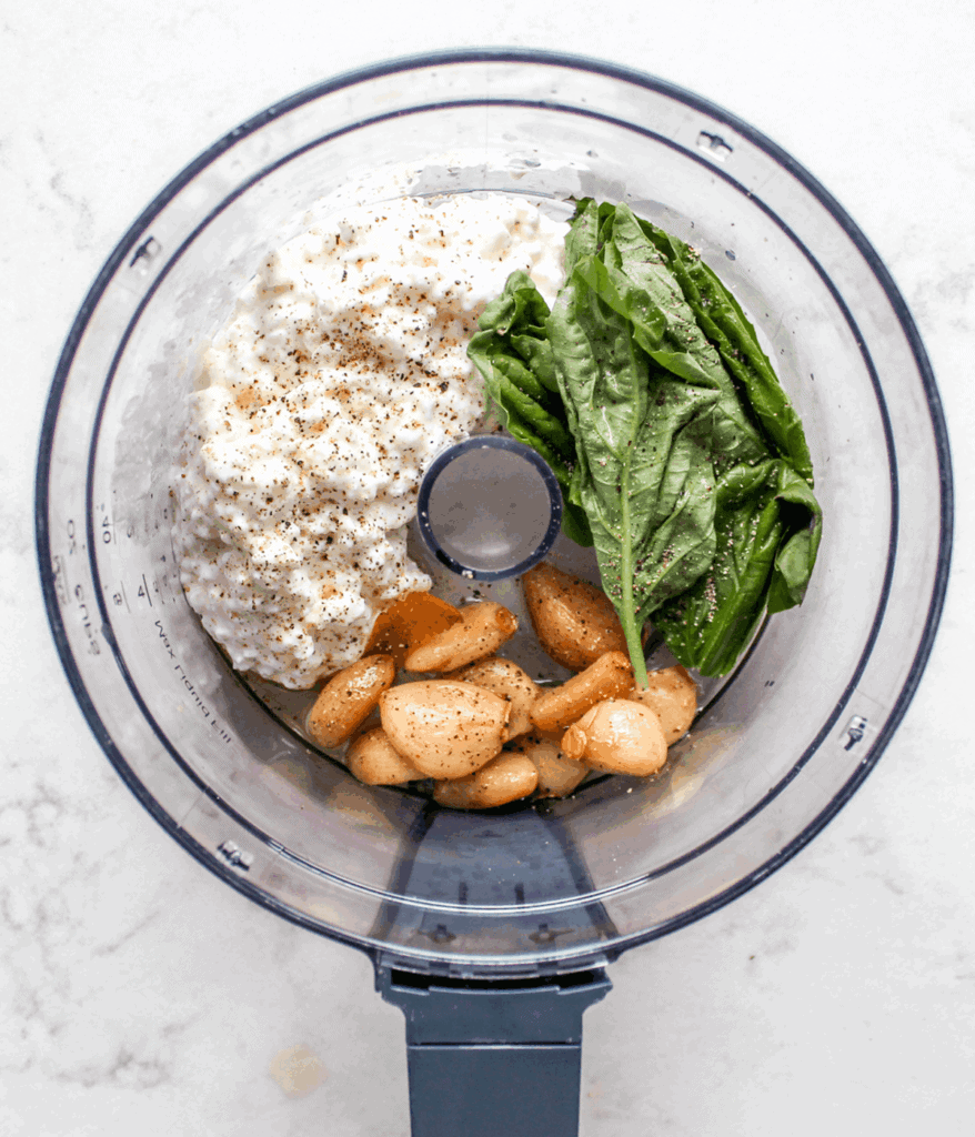 ingredients in blender for lemon whipped cottage cheese