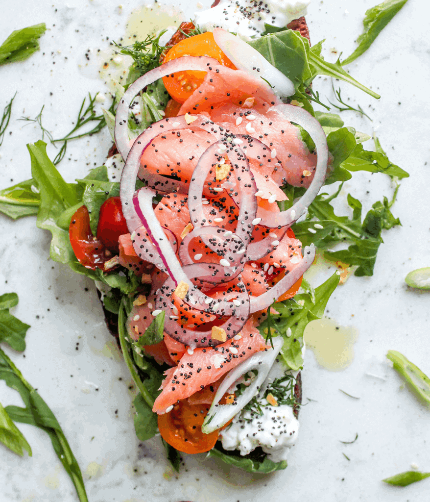cottage cheese toast with smoked salmon