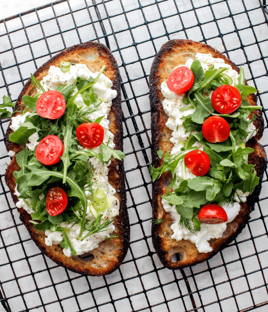 layered toast for cottage cheese toast with smoked salmon