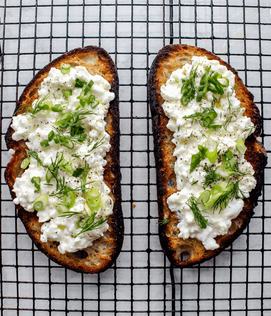 layered toast for cottage cheese toast with smoked salmon