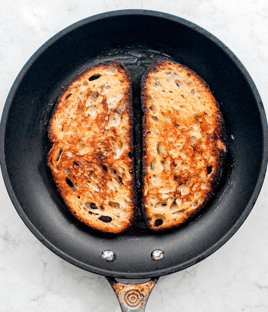toasted bread for cottage cheese toast with smoked salmon