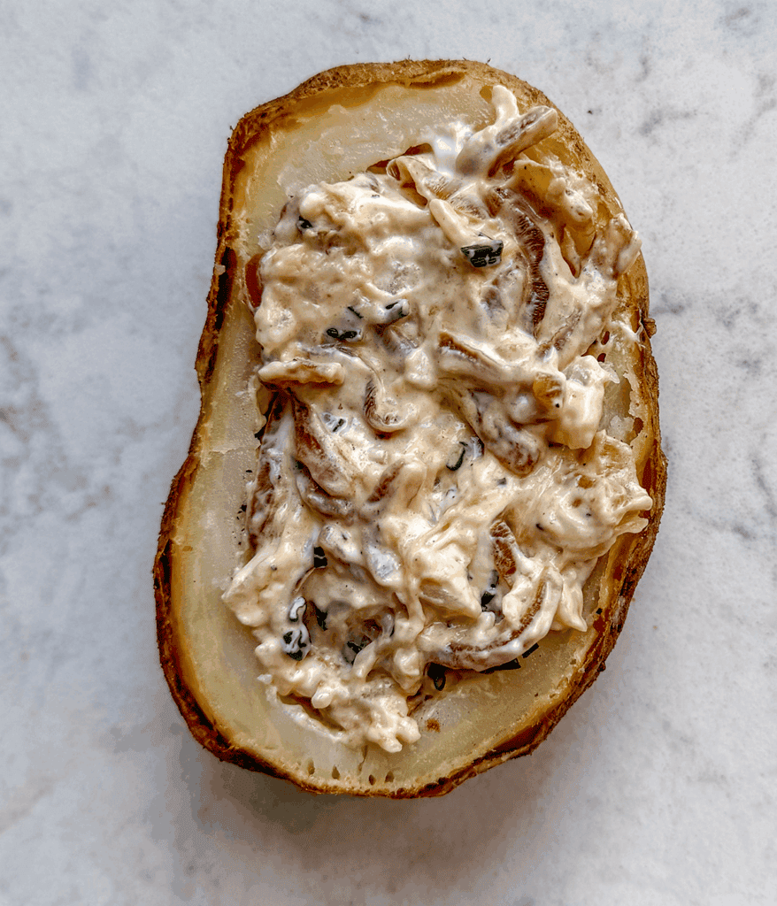 assembled french onion baked potatoes