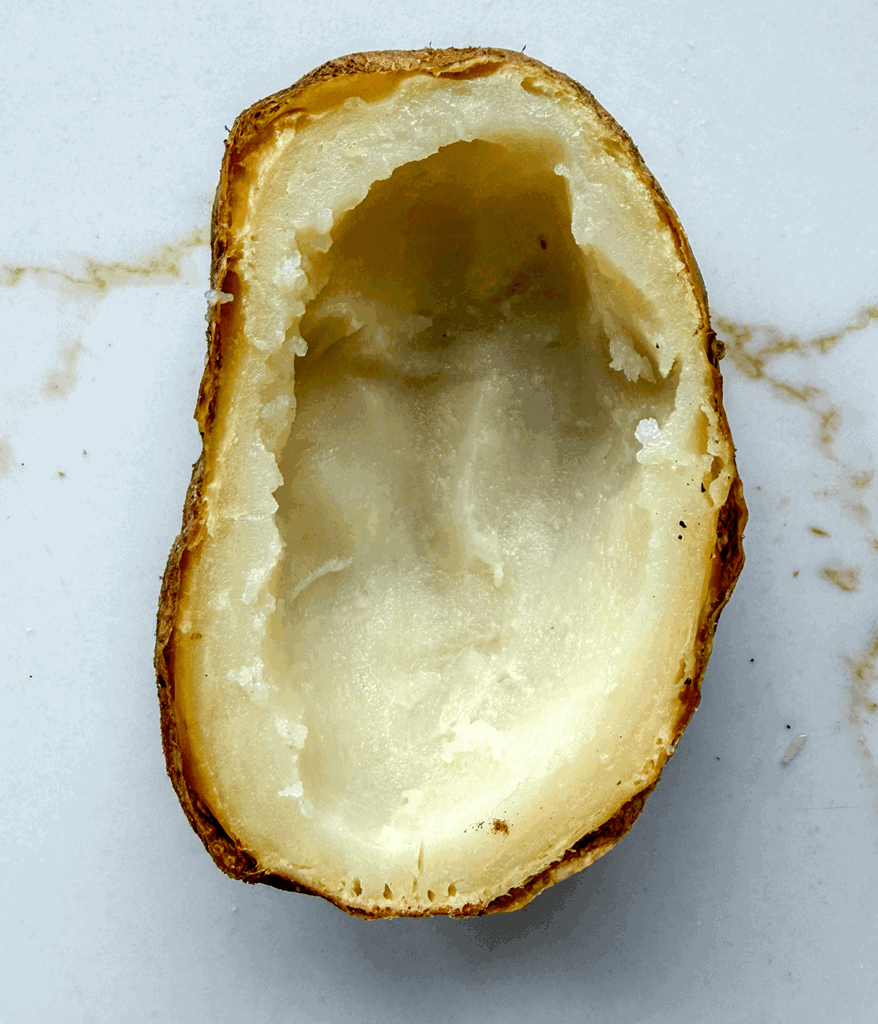hollowed baked potato for french onion baked potatoes