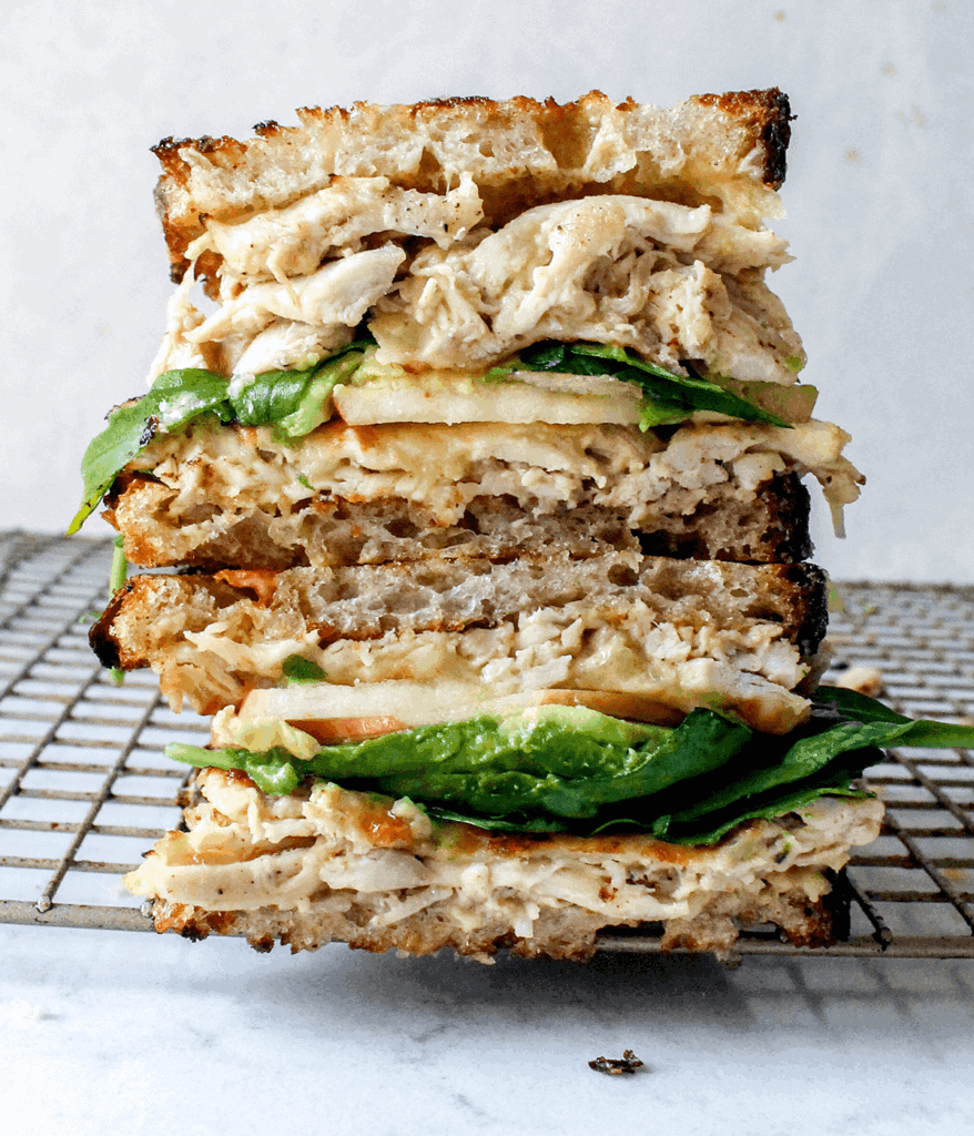 stacked apple turkey cheddar sandwich