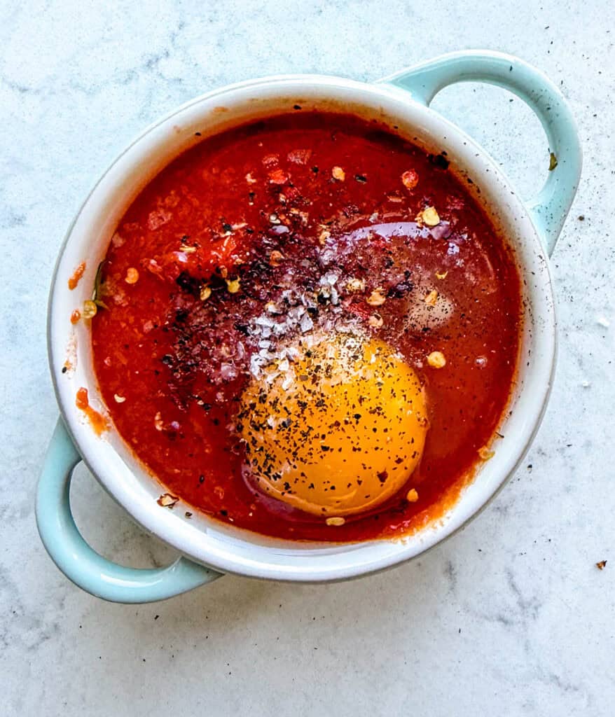 spicy baked eggs before cooked