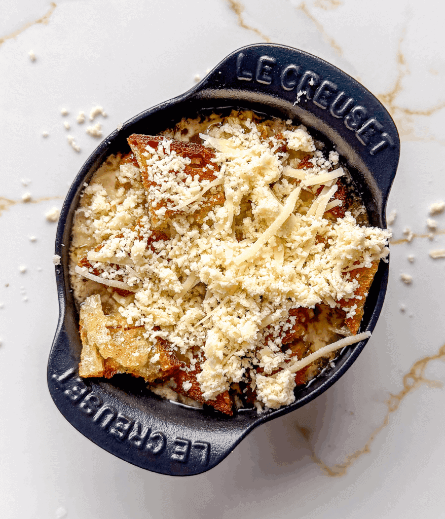 mini french onion soup from above