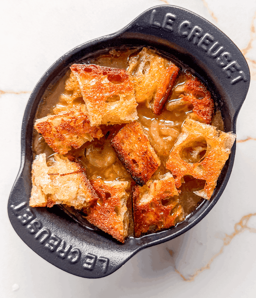 mini french onion soup from above