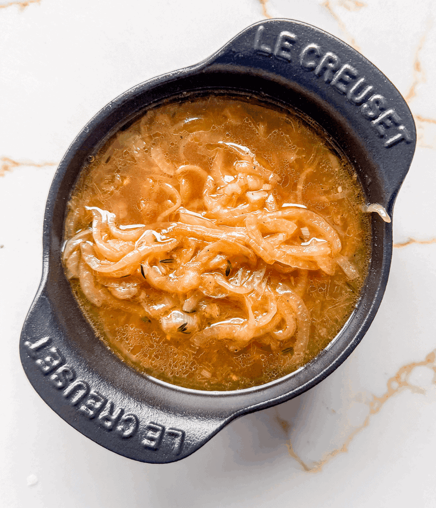 mini french onion soup from above