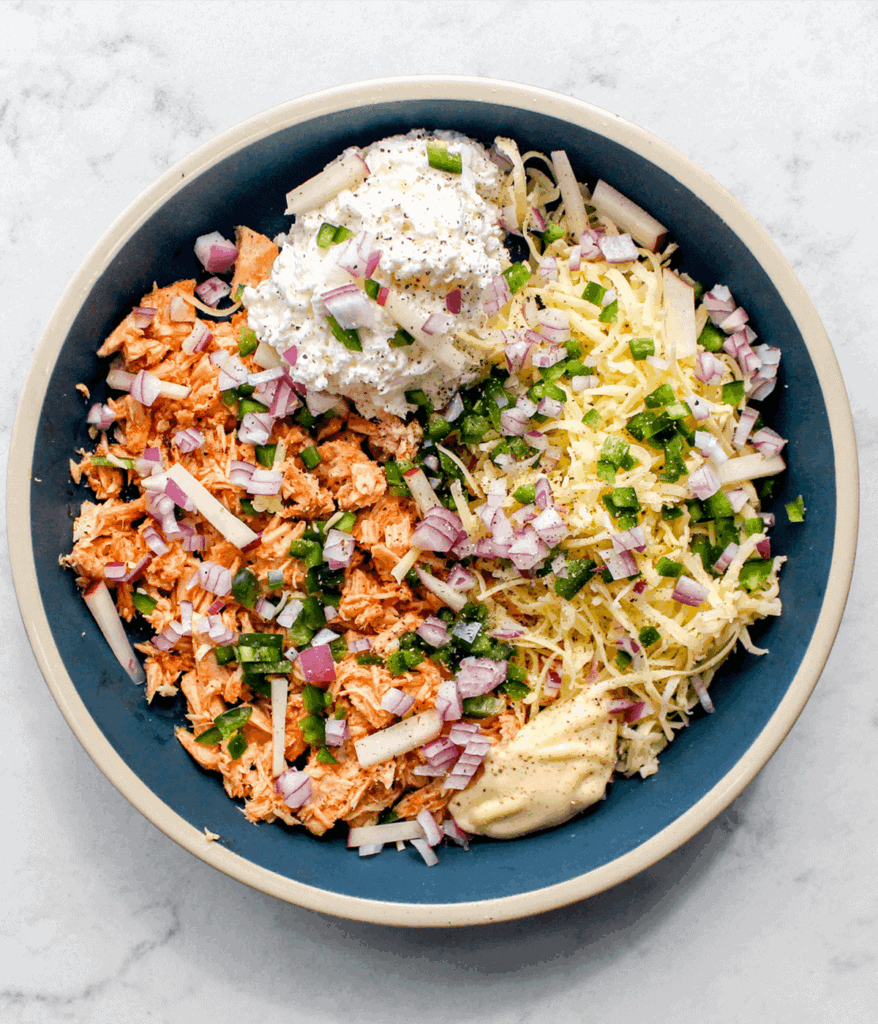 mixed ingredients for a jalapeno tuna melt