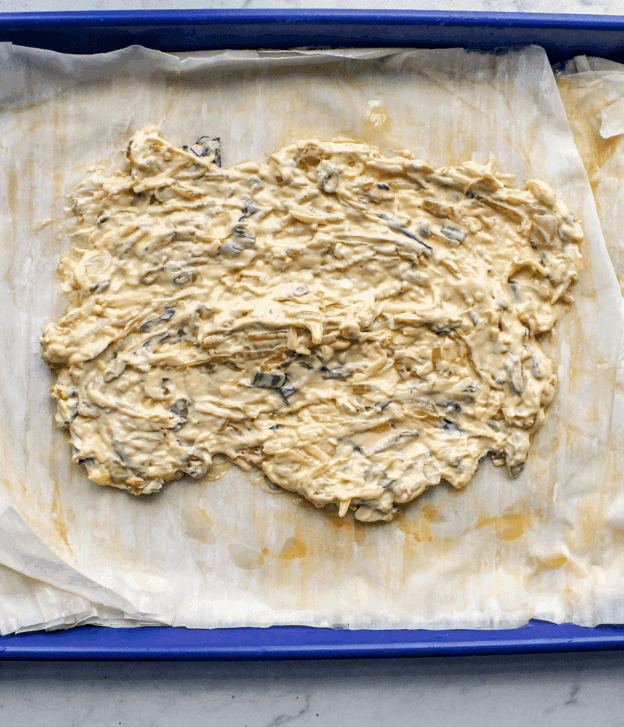 phyllo dough and filling for asparagus tart