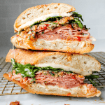 Stacked italian muffaletta sandwich