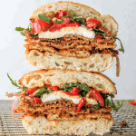fried eggplant sandwich stacked