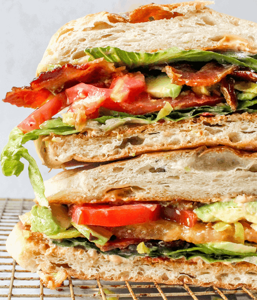 close up of a stacked Avocado BLT