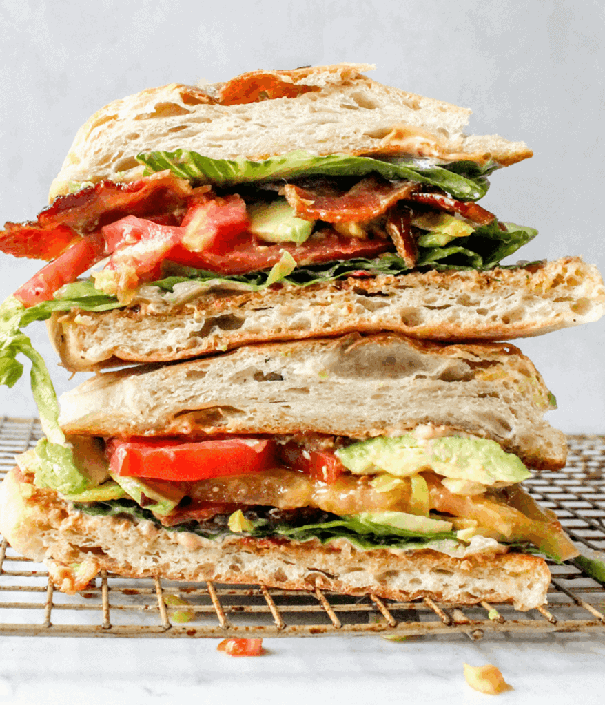 stacked photo of an Avocado BLT