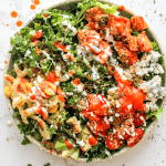 Finished buffalo chicken salad in a large bowl.