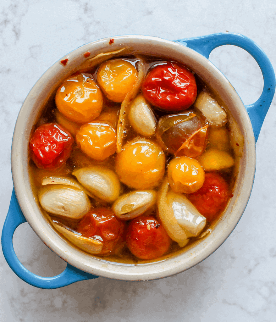 tomato and garlic confit for spicy tomato gnocchi